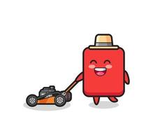 illustration of the red card character using lawn mower vector