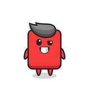 cute red card mascot with an optimistic face vector