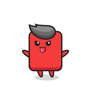 naughty red card character in mocking pose vector