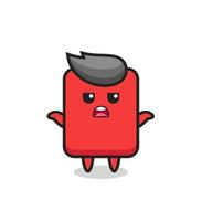 red card mascot character saying I do not know vector