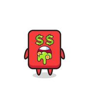 red card character with an expression of crazy about money vector