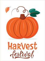 Harvest festival banner with big pumpkin vector