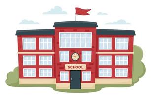 Modern school building in red color vector