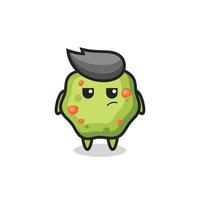 cute puke character with suspicious expression vector