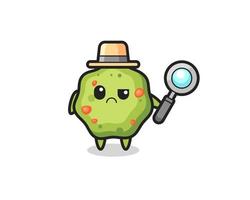 the mascot of cute puke as a detective vector