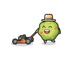 illustration of the puke character using lawn mower vector