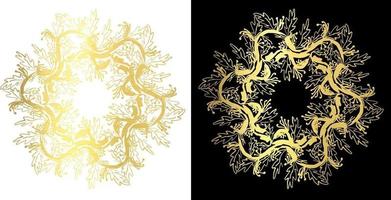 golden wreaths of branches with leaves vector