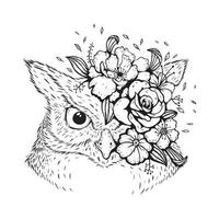 animal owl with floral design vector