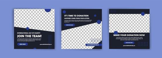 Social media post template for International Day of Charity campaign. vector