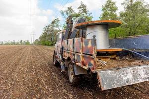 Coil with high-voltage cable mounted on wheeled truck photo