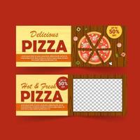 Promotional banner template for pizza advertisement. vector