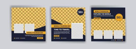 Social media post template for world tourism day promotion. vector