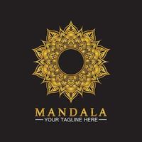 Diseño de ilustración de plantilla de logotipo de vector de mandala de flor de oro