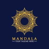 Diseño de ilustración de plantilla de logotipo de vector de mandala de flor de oro