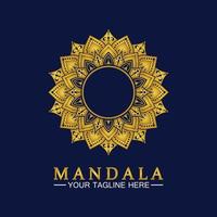 Diseño de ilustración de plantilla de logotipo de vector de mandala de flor de oro