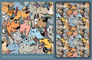 Vector EPS Seamless pattern overlap illustration cartoon dogs