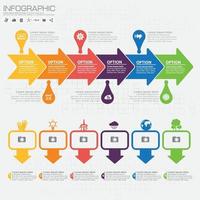 plantilla de línea de tiempo con flechas, diagrama de flujo, flujo de trabajo o proceso vector