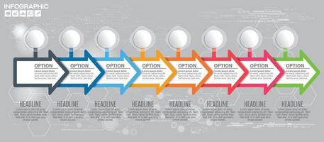 Timeline template with arrows, flowchart, workflow or process vector