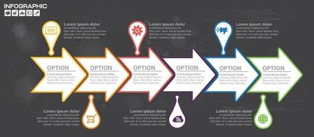 Timeline template with arrows, flowchart, workflow or process vector