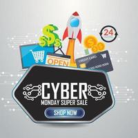 Cyber monday sale. Vector promotional banner