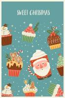 Christmas and Happy New Year illustration with christmas sweet