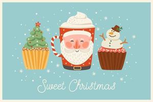 Christmas and Happy New Year illustration with christmas sweets vector