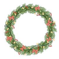 Christmas and Happy New Year illustration with Christmas wreath. vector