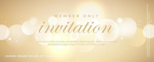 Luxury golden invitation card, Shiny bokeh card background vector