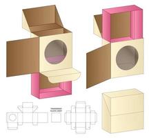 diseño de plantilla troquelada de embalaje de caja. Maqueta 3d vector