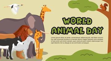 Fondo del día mundial de los animales con animales en la selva. vector