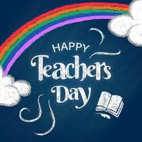 Realistic chalk drawing happy teachers day background vector