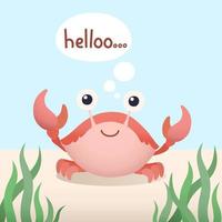 Cute Cartoon Crab Under The Sea vector