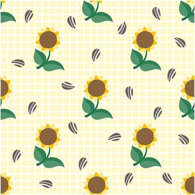 Autumn Sun Flower And Seeds Seamless Pattern