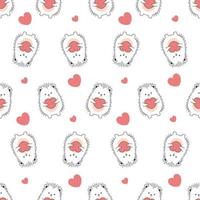 Cute Kawaii Hedgehog Cartoon Character Seamless Pattern vector