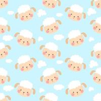 Cute And Kawaii Sheep And Cloud Seamless Pattern vector