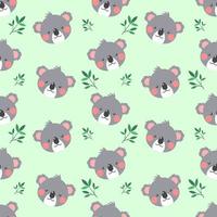 Cute And Kawaii Koala And Leaves Seamless Pattern vector