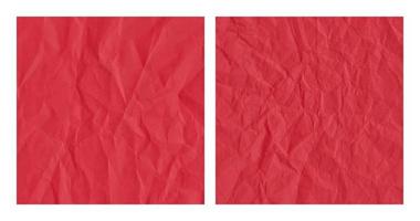 Realistic crumpled red paper texture background set vector