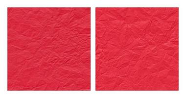 Realistic crumpled red paper texture background set vector