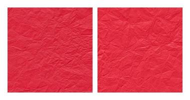 Realistic crumpled red paper texture background set vector