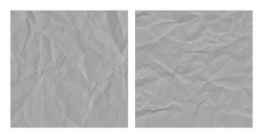 Realistic crumpled gray paper texture background set vector