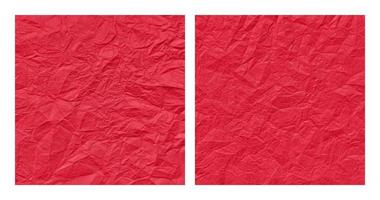 Realistic crumpled red paper texture background set vector