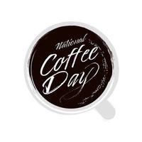 National Coffee Day. Hand drawn lettering phrase vector. vector