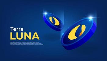 Terra LUNA banner. LUNA coin cryptocurrency concept banner background. vector