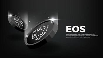 Fondo de banner de concepto de criptomoneda de moneda eos. vector