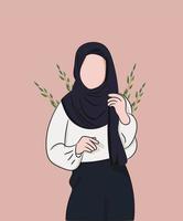 niña musulmana con ilustración de vector de hijab