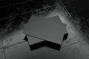 Black horizontal business card paper mockup template photo