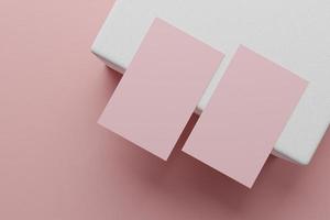 Pink pastel business card paper mockup template photo