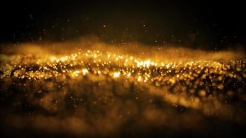 Abstract golden yellow glowing particle burning with fire photo