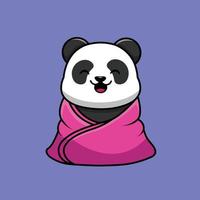 Cute Panda Sitting Wearing Blanket vector