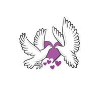 Abstract flying white dove with heart vector